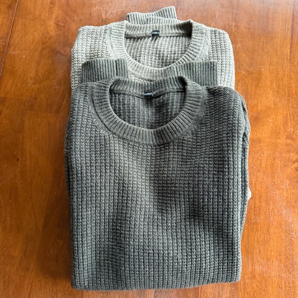 Muji Men Wool Yak Blend Ribbed Knit Sweater Brown Minimalist Bundle of 2 Medium - Picture 2 of 12